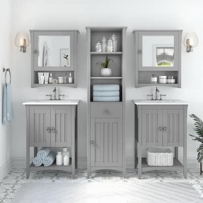 Salinas 48W Double Vanity Set with Sinks and Storage by Bush Furniture