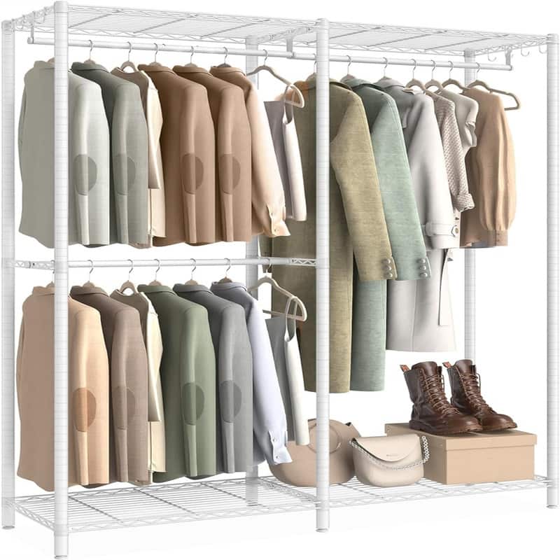 Freestanding Wardrobe Closet - 15.8"D x 47.2"W x 70.9"H