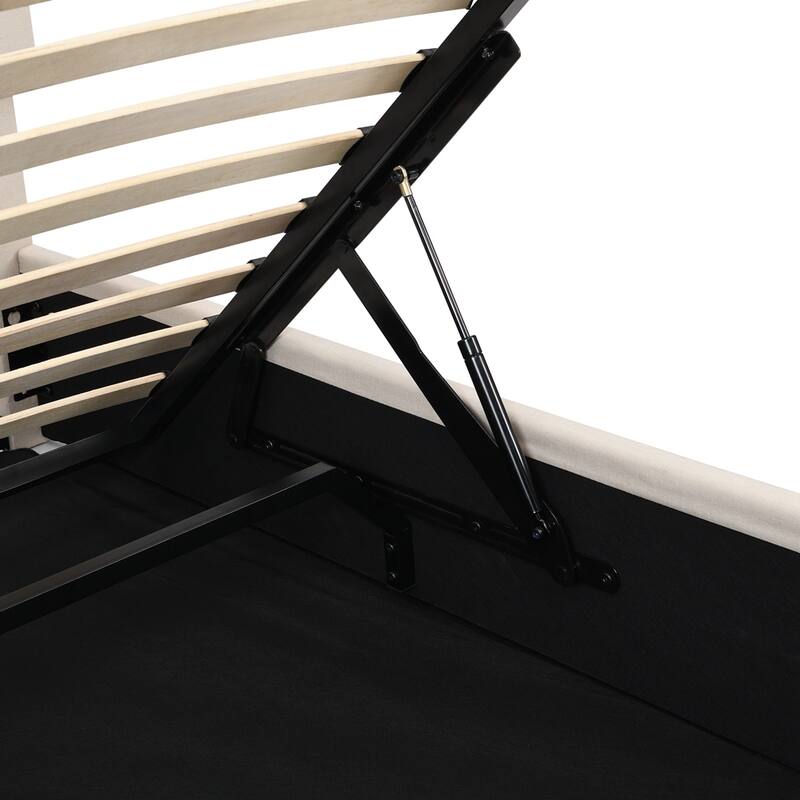 Upholstered Platform bed with a Hydraulic Storage System -