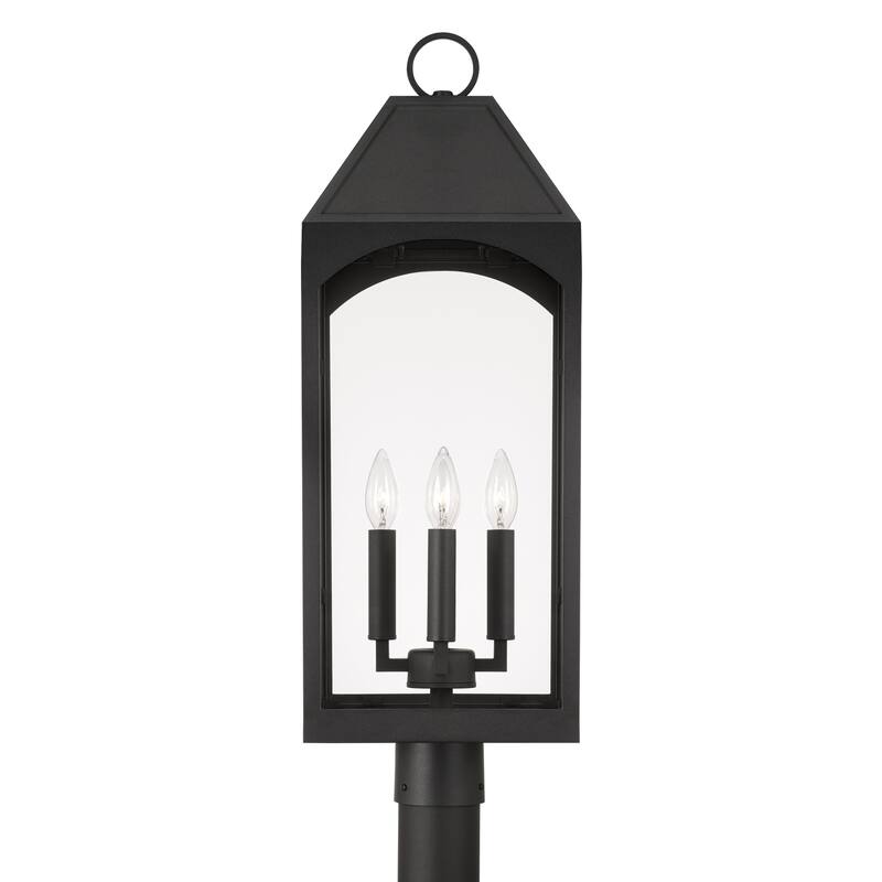 4-light Black Outdoor Post-Lantern w/ Clear Glass