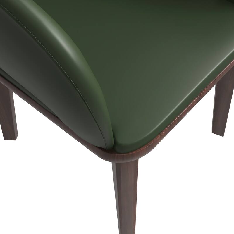 LeisureMod Vivara Leather Upholstered Dining Chair with Padded Seat - Mid-Century Arm Chair for Home Office Bar & Kitchen