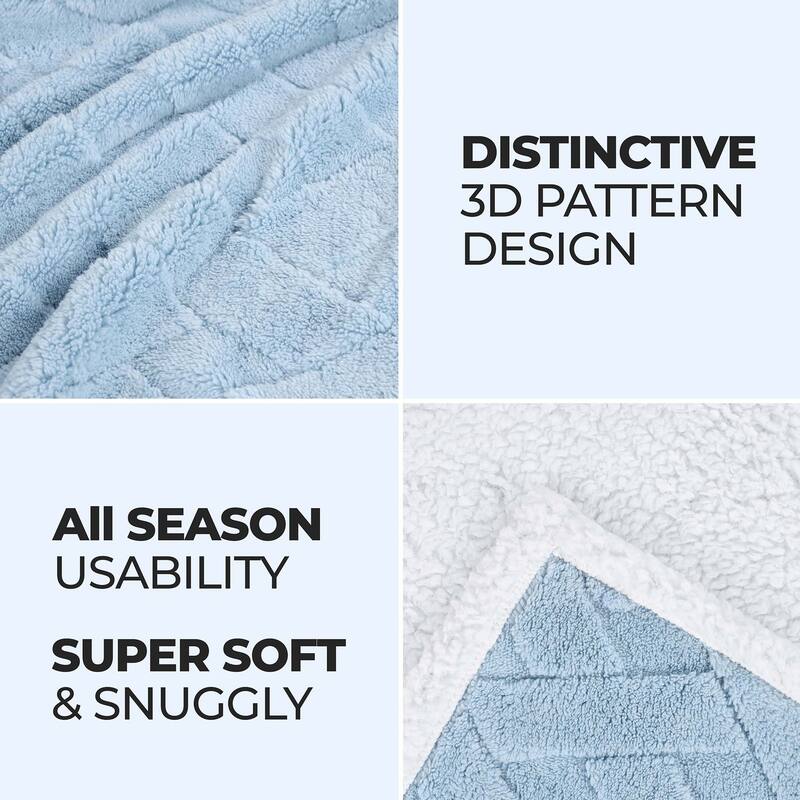 Superior Nuuk Jacquard Lattice Fluffy Sherpa Fleece Blanket
