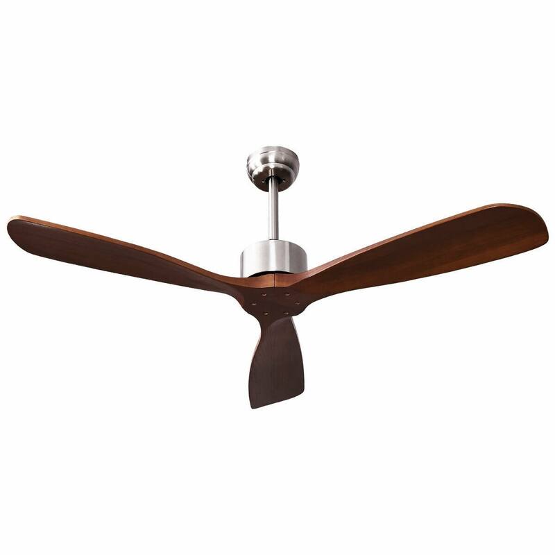 52" Modern Brushed Nickel Finish Ceiling Fan with Remote Control - 26" L x 6+.5" x 52" D