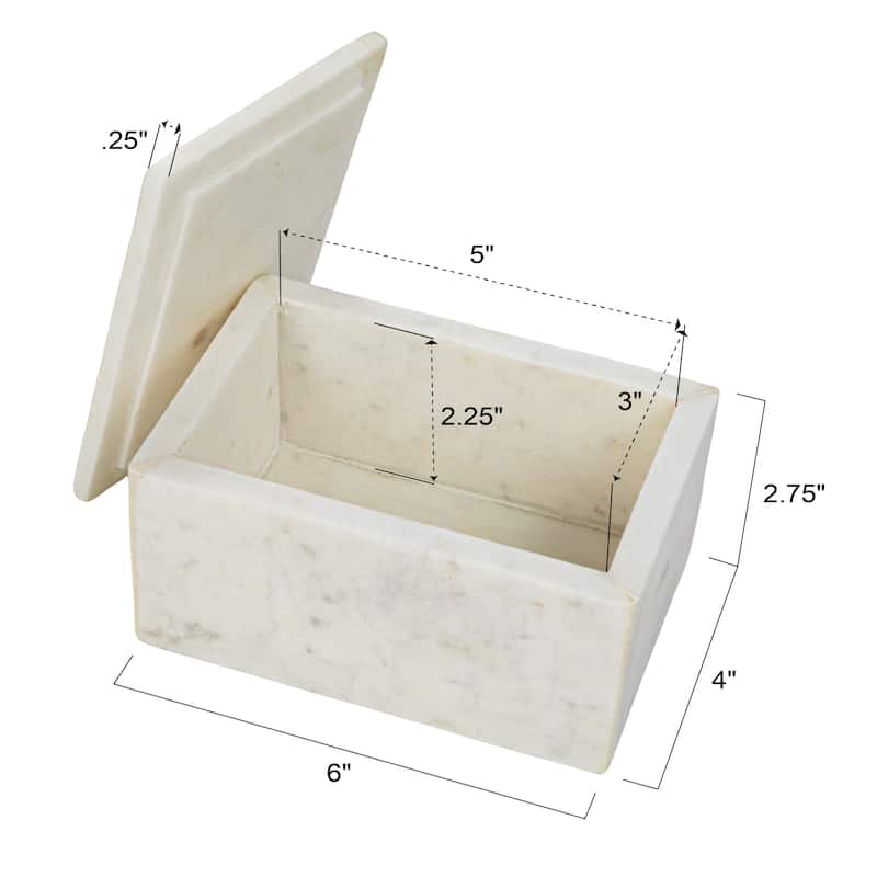 Marble Box Storage Container with Lid - 6.0"L x 4.0"W x 3.0"H
