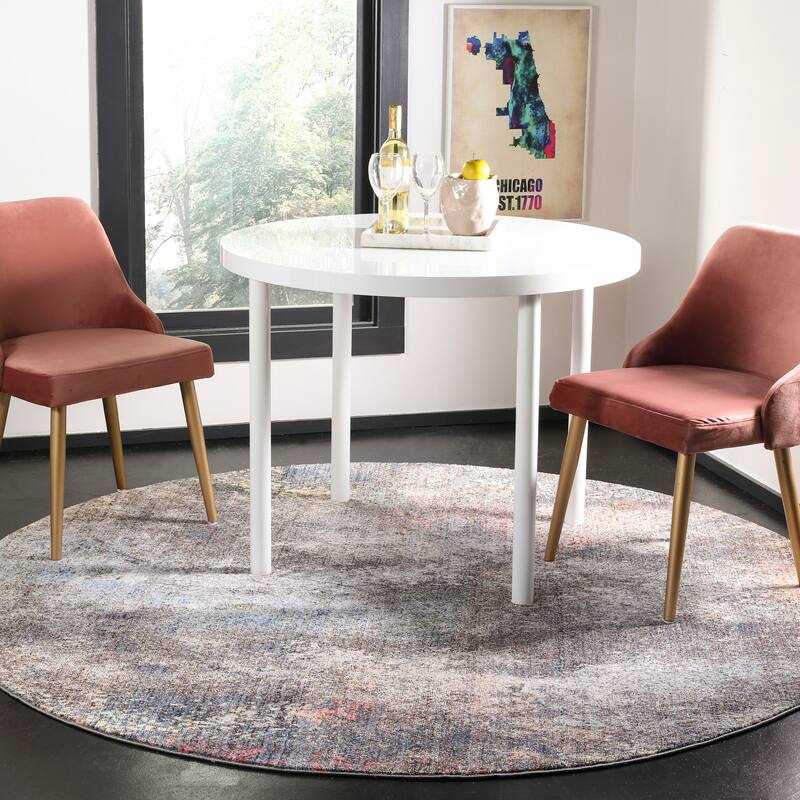 SAFAVIEH Monray Vernia Modern Abstract Polyester Rug - 7' Round - Blue/Multi