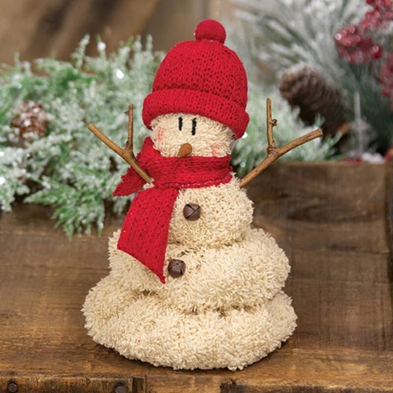 Melting Snowman Plush with Red Hat and Scarf Winter Table Decor - 7” x 4.5” x 4.5”