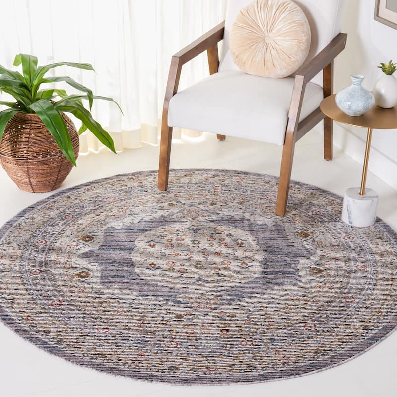 SAFAVIEH Sierra Evaline Oriental Rug - 6' Round - Ivory/Grey
