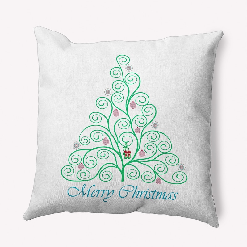 Decorated Filigree Christmas Tree Accent Pillow - 26" x 26" - Bright Green