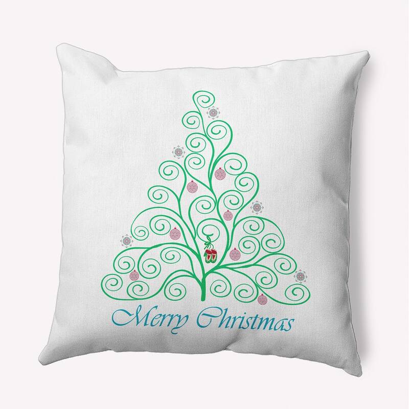 Decorated Filigree Christmas Tree Indoor/Outdoor Throw Pillow - 18" x 18" - Bright Green