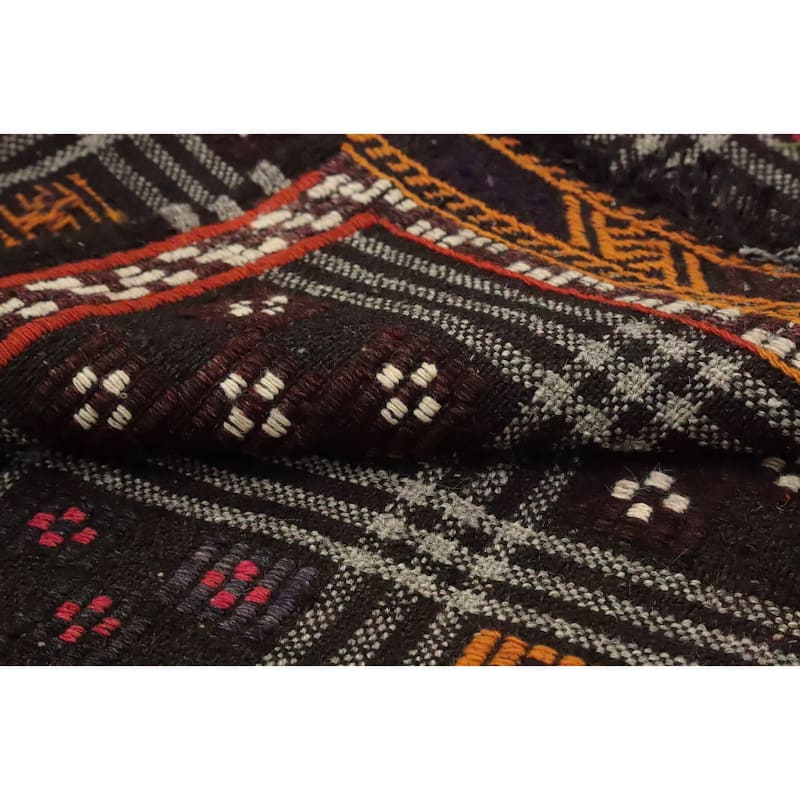 Hand Woven Oriental 100% Wool Carpet Southwestern Tribal Multi-Colored Kilim Area Rug - 11' 2'' X 6' 0''