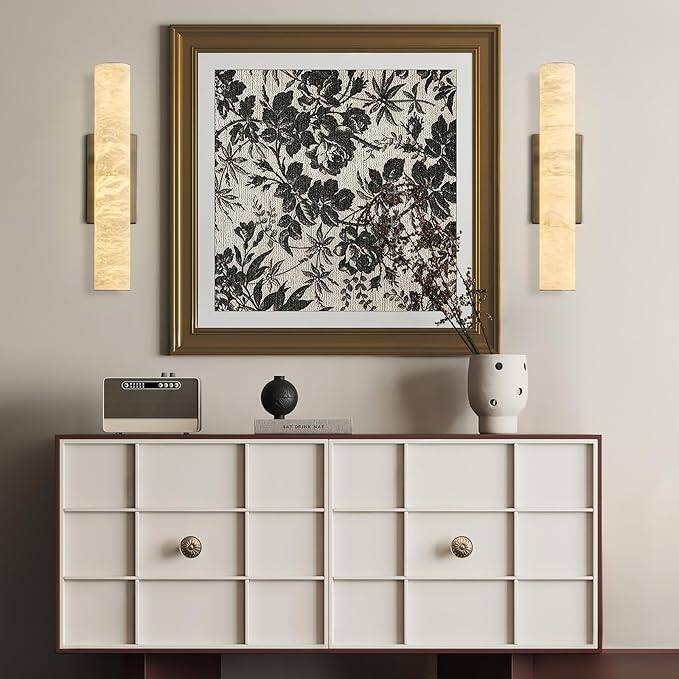 KAYLA 1-Light 20" Black LED Alabaster Wall Sconce