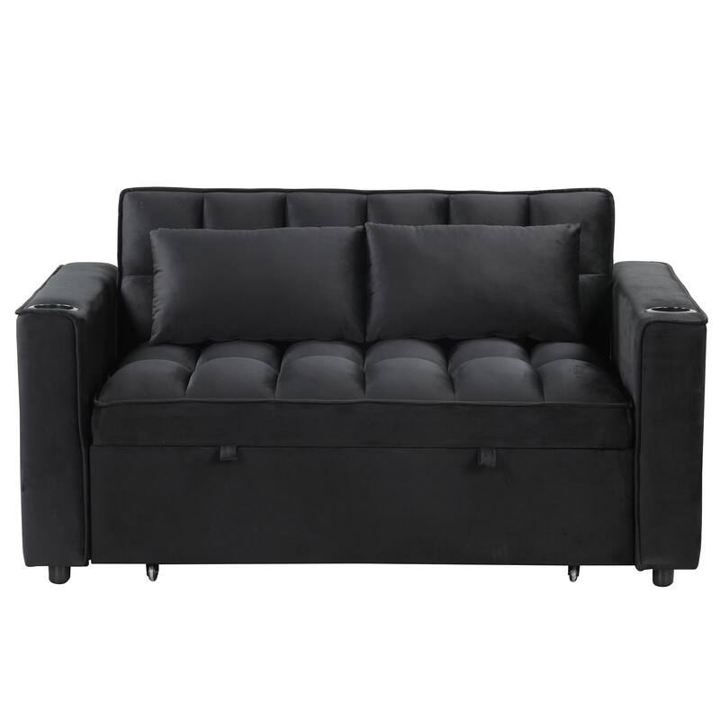 Roomfitters 58" 4-1 Multi-functional Sofa Bed with Cup Holder and USB Port for Living Room or Apartments