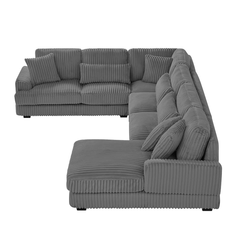 Oversized Corduroy Sectional Sofa with a Chaise
