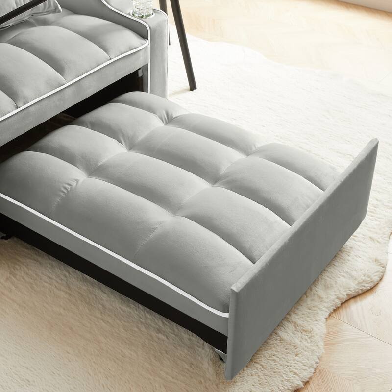 Convertible Pull-Out Chair Bed with USB Ports, Adjustable Backrest & Cup Holder