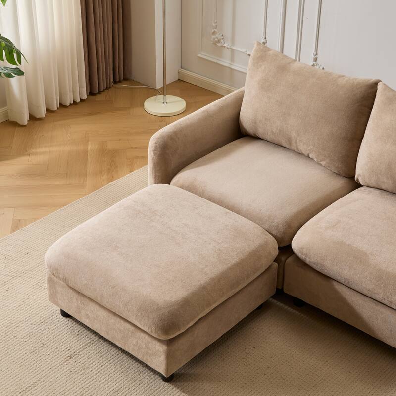 Christopher Knight Home - Lyn Modern 2-Seater Modular Upholstery Sectional Loveseat Sofa with Ottoman