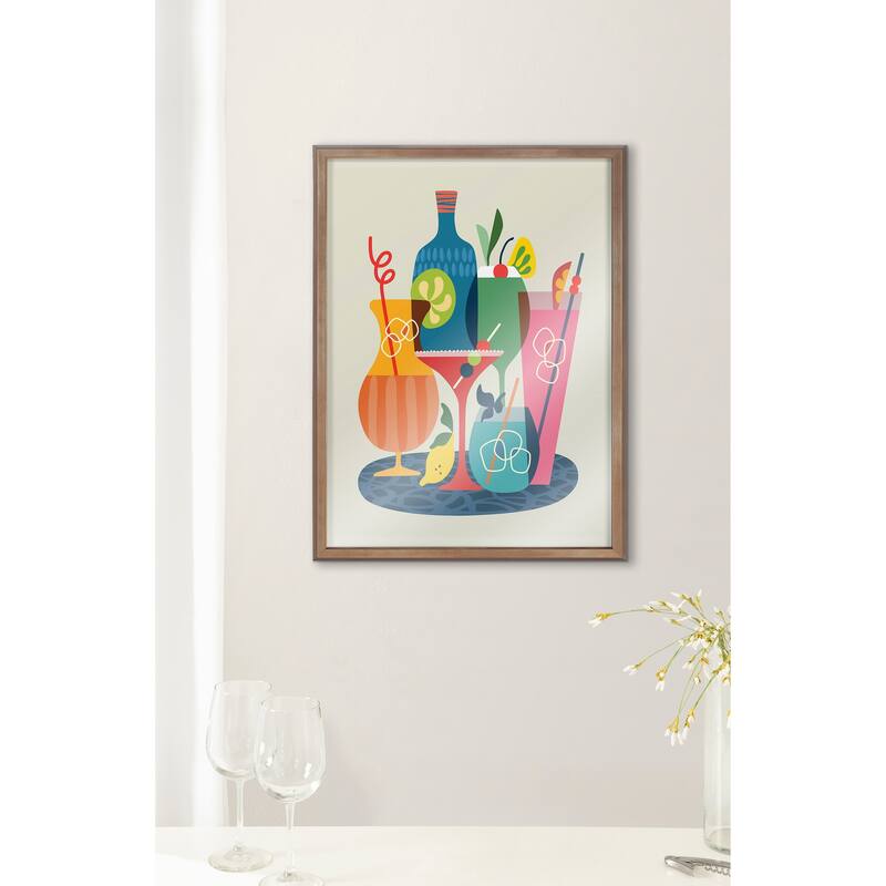 Kate and Laurel Blake Mid Century Modern Cocktails Framed Printed Glass by Rachel Lee of My Dream Wall