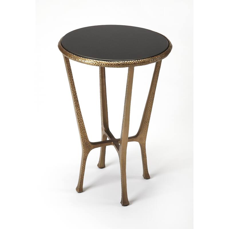 Handmade Flavio Metal and Stone End Table (India) - Gold/Black
