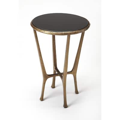Handmade Flavio Metal and Stone End Table (India)
