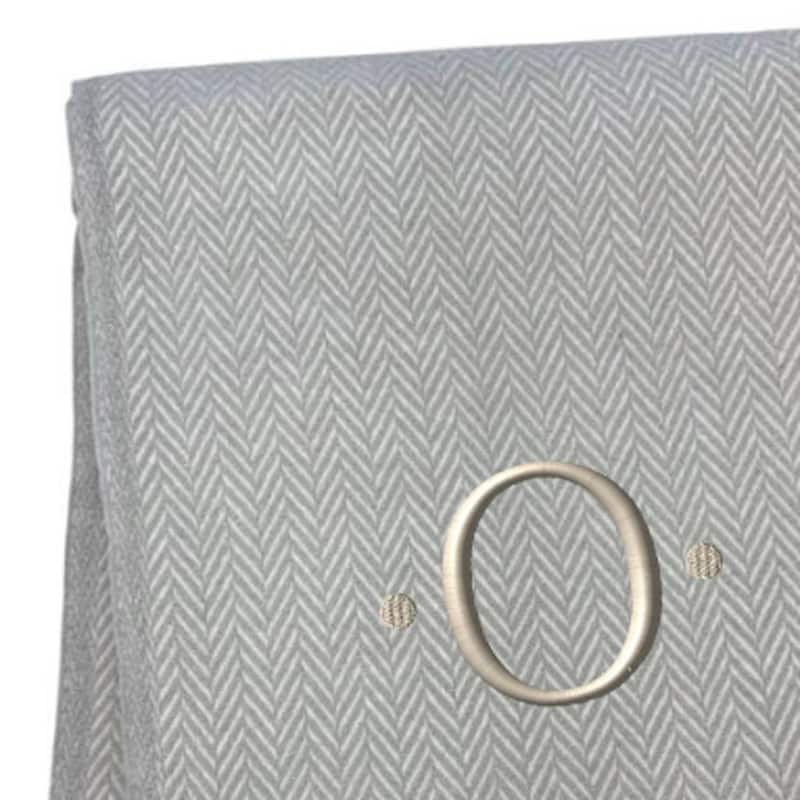 HomeRoots 55" X 70" Gray And White Herringbone Cotton Blend O Initial Throw Blanket with Tassels And Embroidery