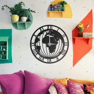 World Map Metal Wall Clock