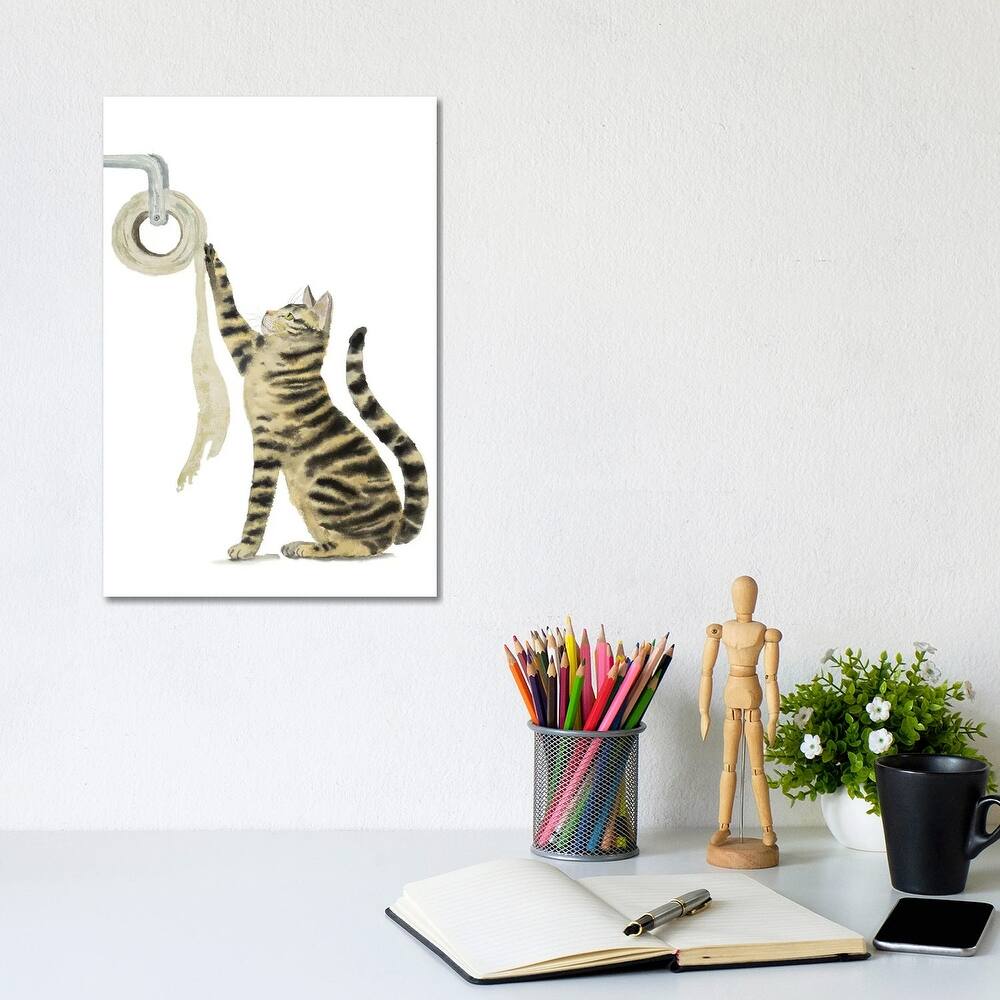 iCanvas "Tabby Cat And Toilet Paper" by Alexey Dmitrievich Shmyrov Canvas Print
