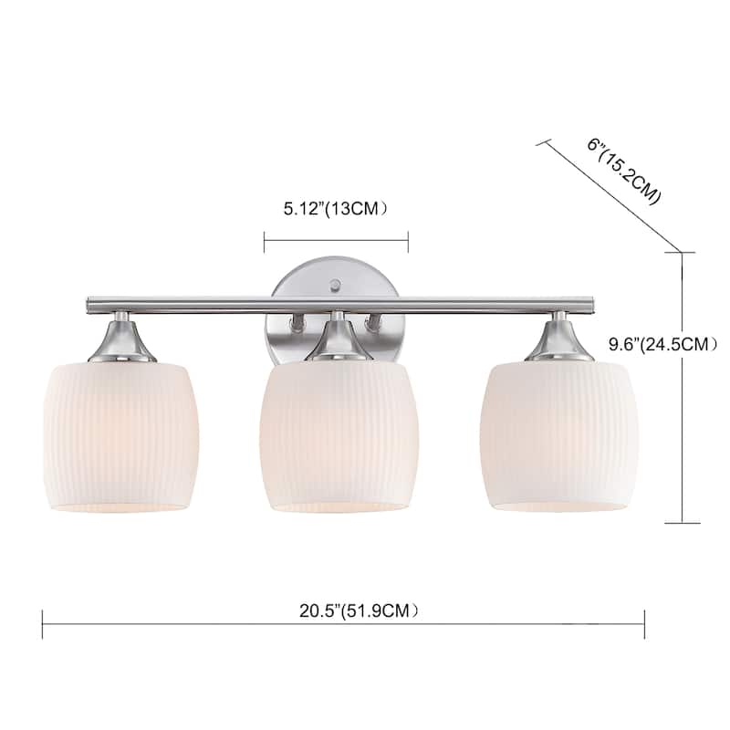 20.4 in. 3-Light Vanity Light with Brush Nickle finish and frosted opal glass