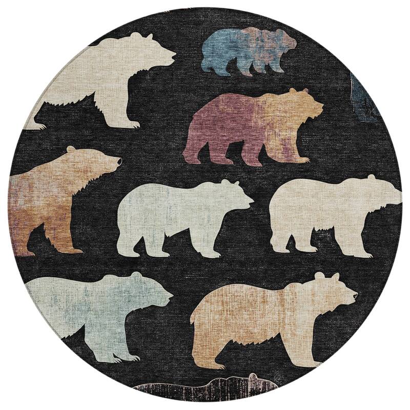 Machine Washable Indoor/ Outdoor Modern Bear Chantille Rug
