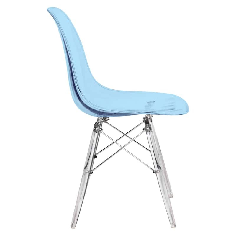 LeisureMod Dover Molded Side Chair with Acrylic Base, Set of 4 - Red - 36 x 32.4 x 16.25