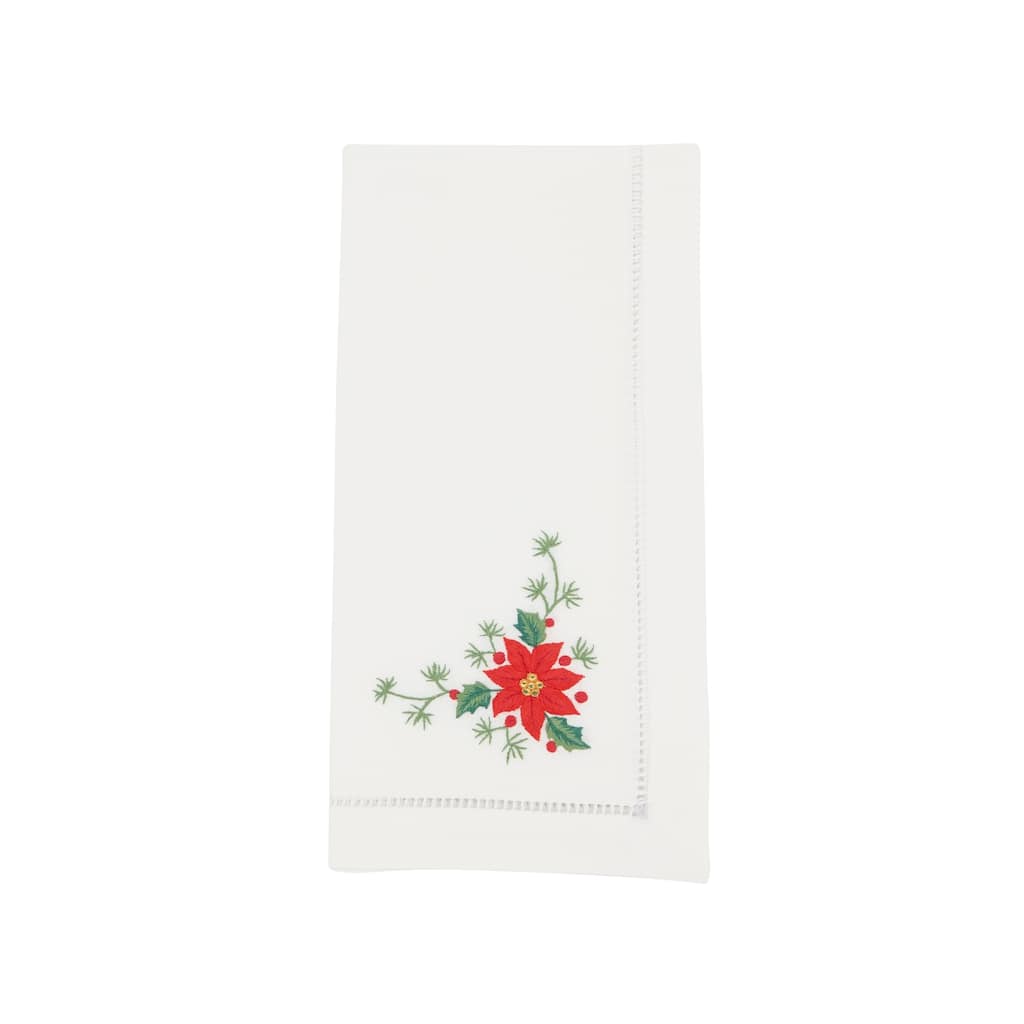Whimsical Poinsettia Embroidered Napkin (Set of 6) - 20"x20"