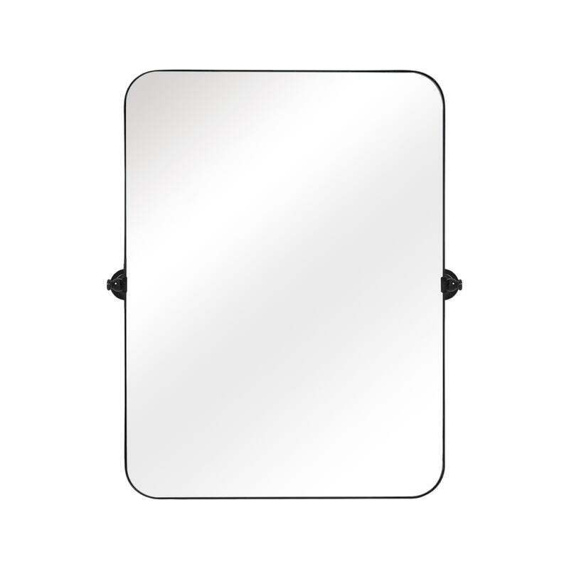 HomeRoots 32" Black Aluminum Tilting Adjustable Framed Accent Mirror - 23.00 in. x 32.00 in. x 0.98 in.
