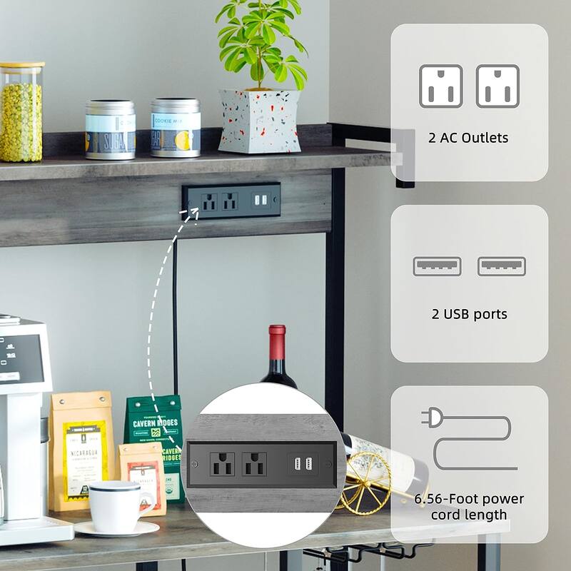 Futzca Kitchen Bakers Rack, Microwave Stand, Coffee Bar
