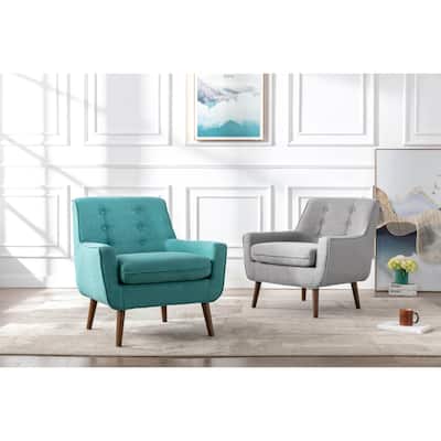 Porthos Home Pola Accent Chair, Tufted Fabric Upholstery, Wooden Legs