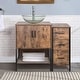 preview thumbnail 17 of 51, 36" Brown Bathroom Vanity Set with Side Cabinet Mid-Century Vanity with Sink & Faucet Glass clear round sink