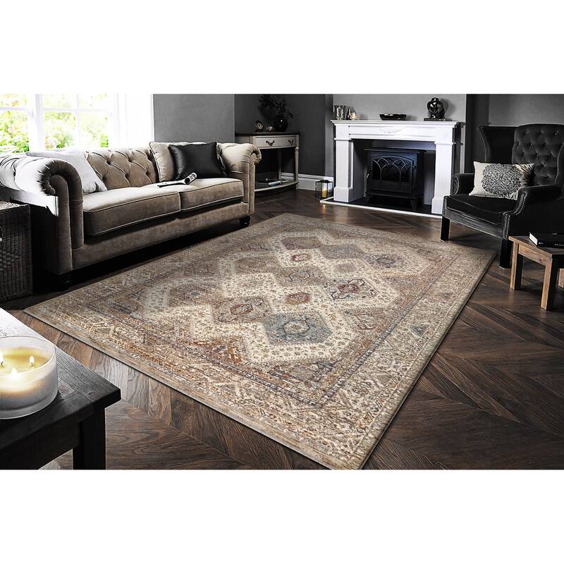 Dynamic Rugs Dakota Traditional Area Rug - Beige/Multi - 5'3" X 7'7"