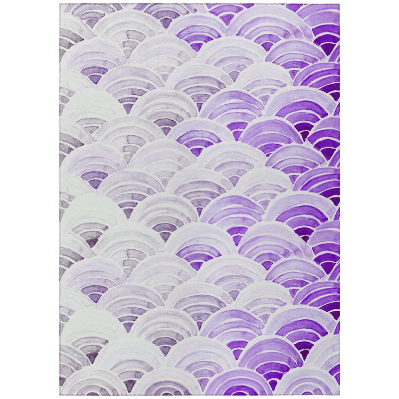 Indoor/ Outdoor Surfside Wave Washable Rug New - Purple - 5' x 7'6"