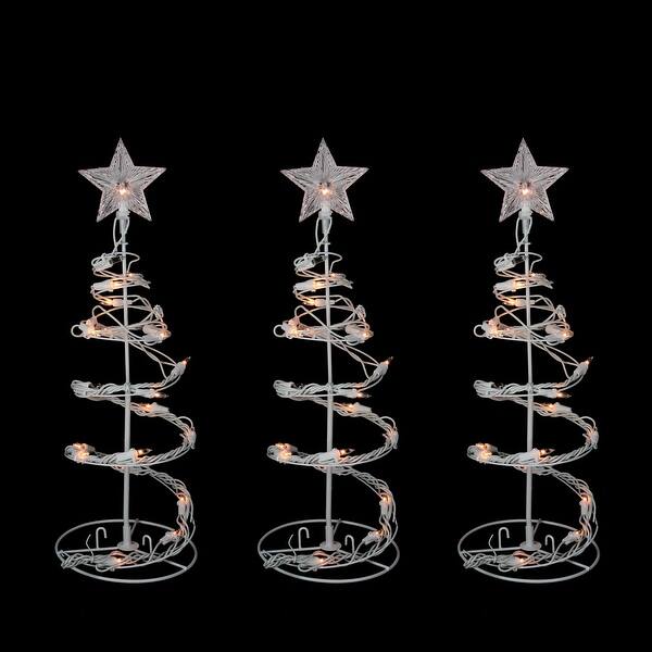 Shop Set Of 3 White Clear Lighted Spiral Cone Walkway Christmas