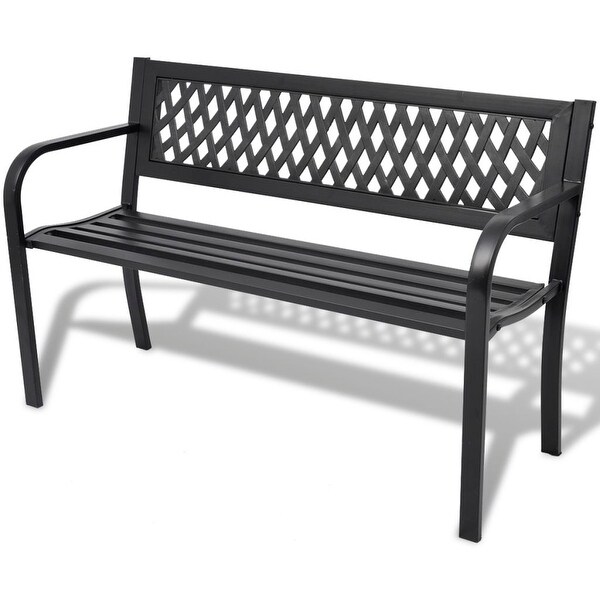 Outdoor Bench Patio Chair Steel Garden Furniture Deck Backyard Park Porch Seat