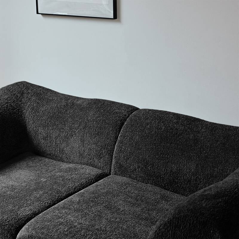 Minimalist Accent Sofa Loveseat Couch with 2 Throw Pillows, 2-Seater Couch for Living Room Apartments