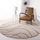 preview thumbnail 42 of 213, SAFAVIEH Florida Shag Sigtraud Abstract Waves 1.2-inch Thick Rug 12' Round - Cream/Beige - Round