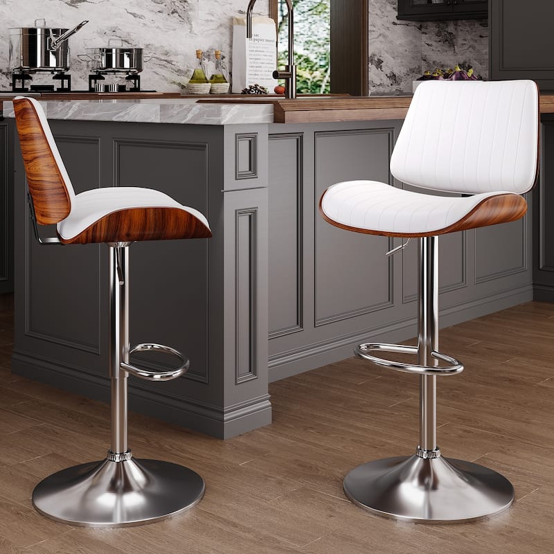 Swivel Adjustable Height Counter Stools, Bar Stools with Backs - 20" W X 18"D X 24-33" H