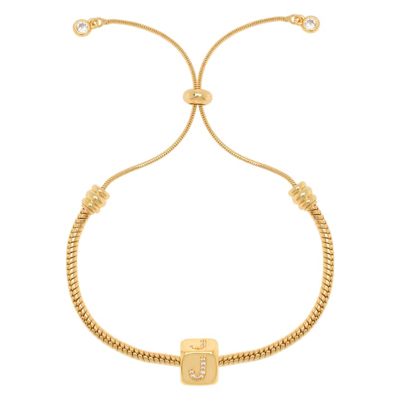 Victoria Townsend Gold Plated Initial Adjustable Bracelet - J