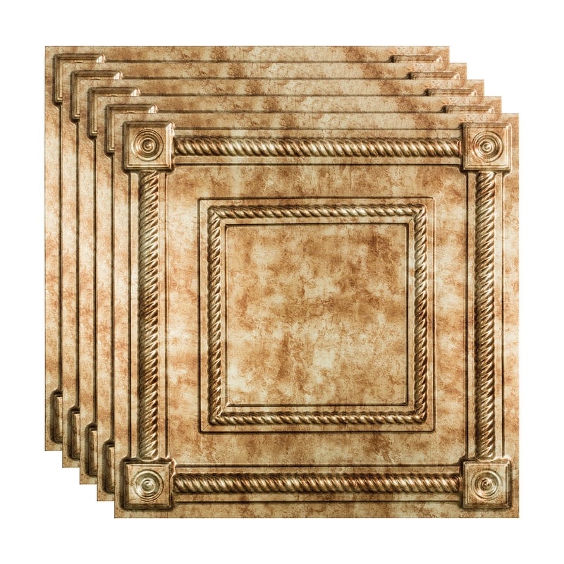 FASÄDE Coffer Decorative Vinyl 2ft x 2ft Lay in Ceiling Panel in Bermuda Bronze (5 Pack) - 5 Pack - Bermuda Bronze