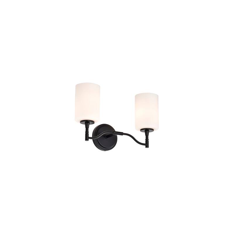 Liam 2 Light Vanity Matte Black White Opal Glass - Matte Black