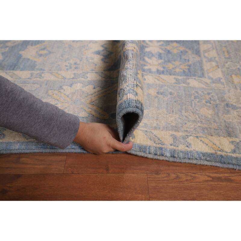 Blue Oushak Vegetable Dye Area Rug Handmade Wool Carpet - 8'2"x 10'0"