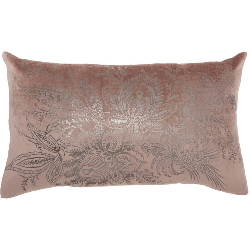 Pillow Metallic Florals 14" x 20" Midnight Indoor Throw Pillow - 14"X20" - Nude