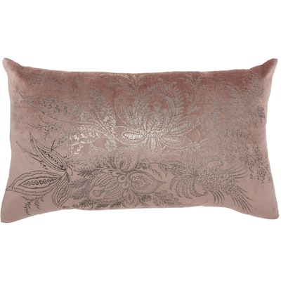 Pillow Metallic Florals 14" x 20" Midnight Indoor Throw Pillow