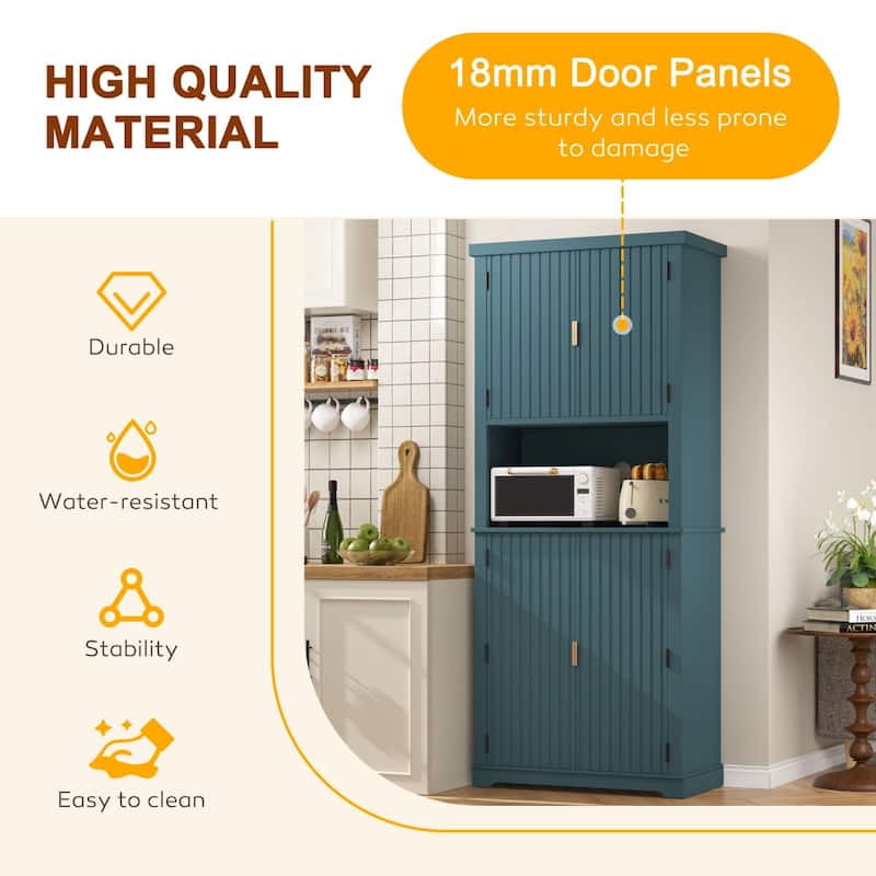 VEIKOUS Kitchen Pantry Cabinet with Anti-Drop Bars & Magnetic Doors, Water-Resistant Design for Organized Kitchen Appliances