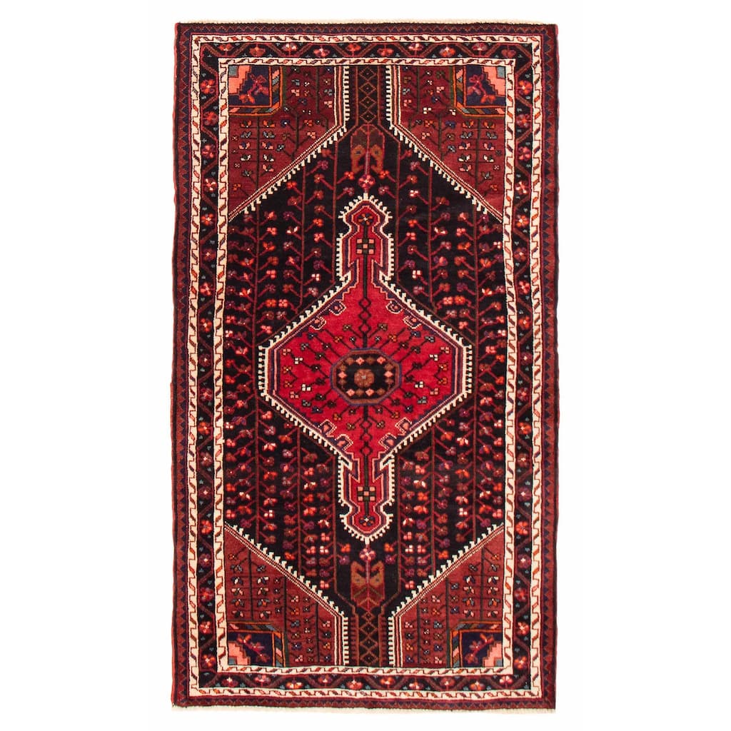 ECARPETGALLERY Hand-knotted Anadol Black, Red Wool Rug - 4'0 x 6'11