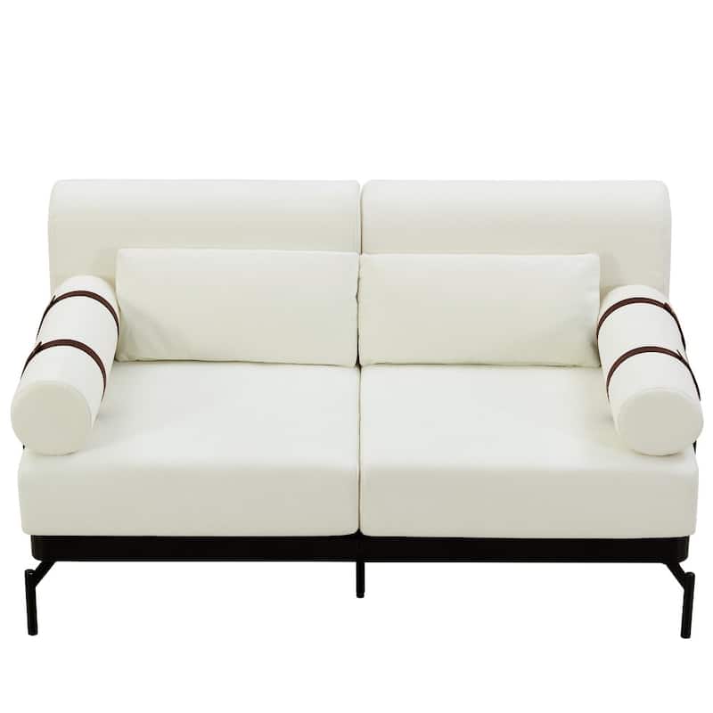 59" Modern 2-seater Sofa Couch with Flexible USB Ports and Cylindrical Armrests