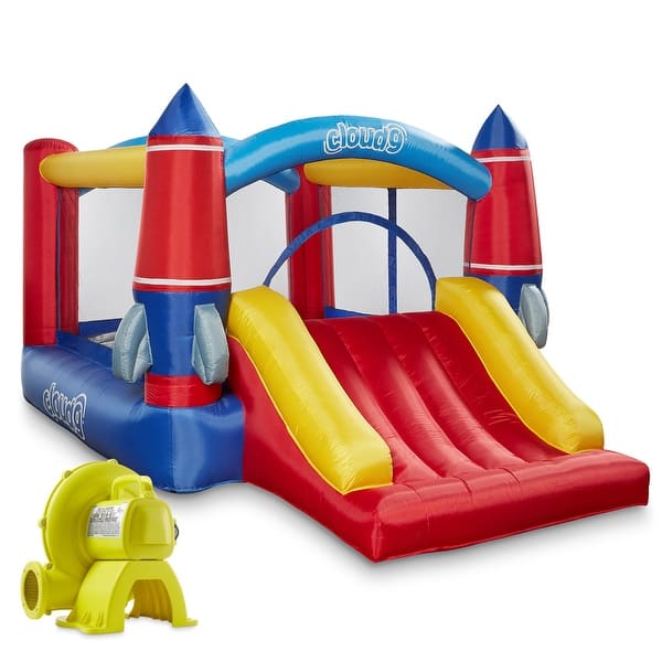 slide 2 of 7, Rocket Theme Bounce House with Slide and Blower Kids